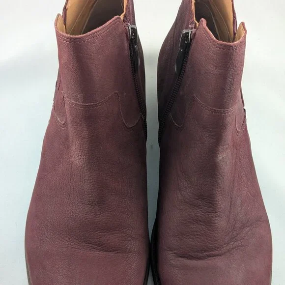 Franco Sarto "Kane" burgundy nubuck side zip ankle boots | Size 7.5 (EU 37.5) - Picture 2 of 8